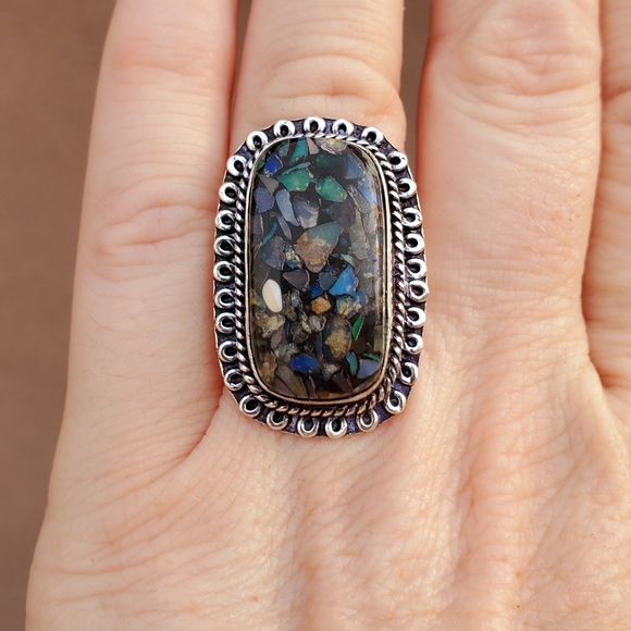 New Copper Ethiopian Opal 925 Silver Ring. - Picture 6 of 16